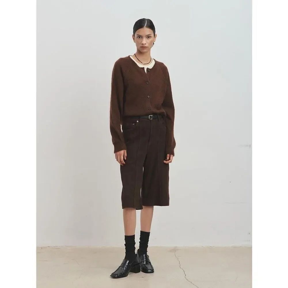 TonyWack Unisex Mohair Raglan Brown Cardigan Sweater